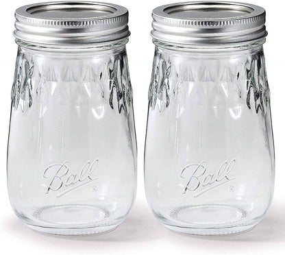 Flute Shaped Mason Jars 16 oz with Airtight Lids and Bands