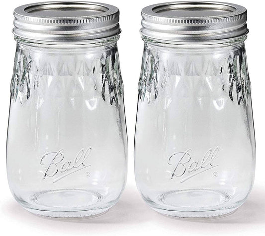 Flute Shaped Mason Jars 16 oz with Airtight Lids and Bands