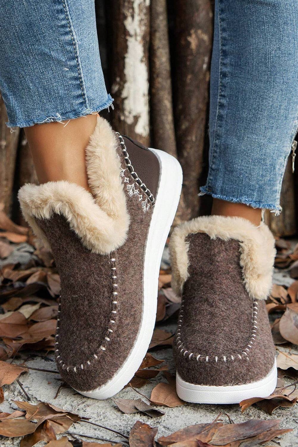 Suede Stitching Patchwork Plush Lined Anklet Boots