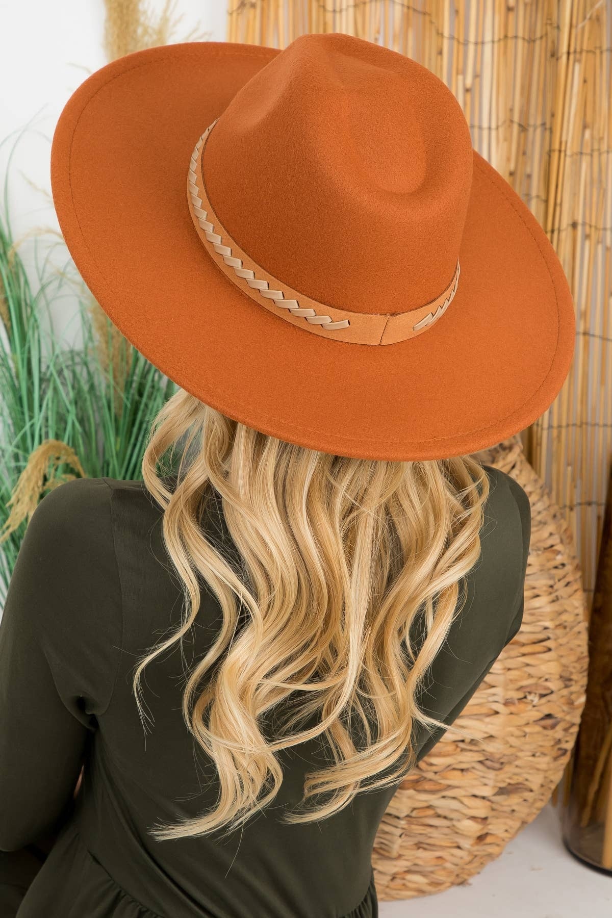 Felt Brim Hat With Leather Braided