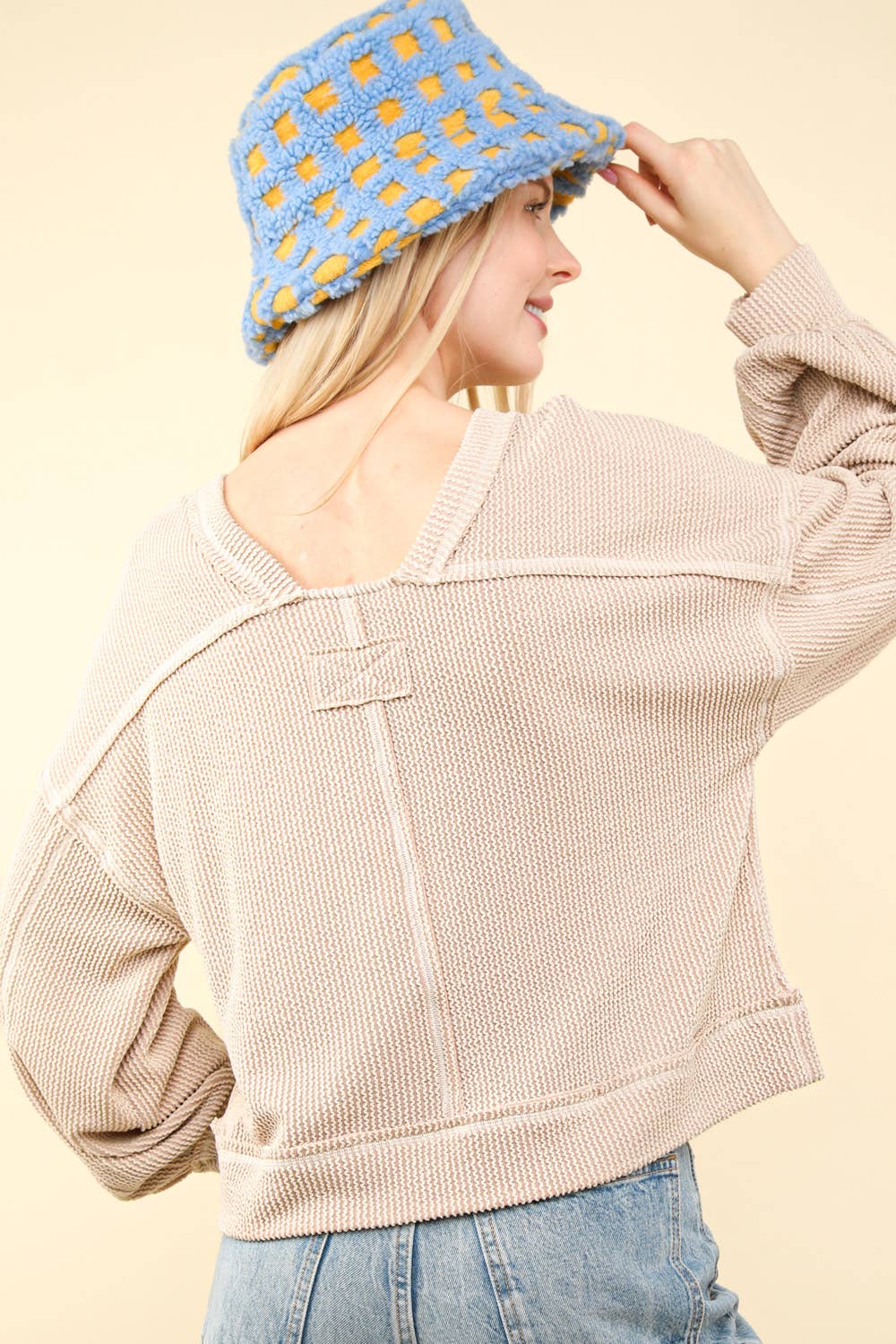 Two Tone Otto Ribbed Oversized Soft Top