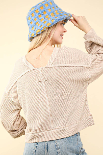 Two Tone Otto Ribbed Oversized Soft Top