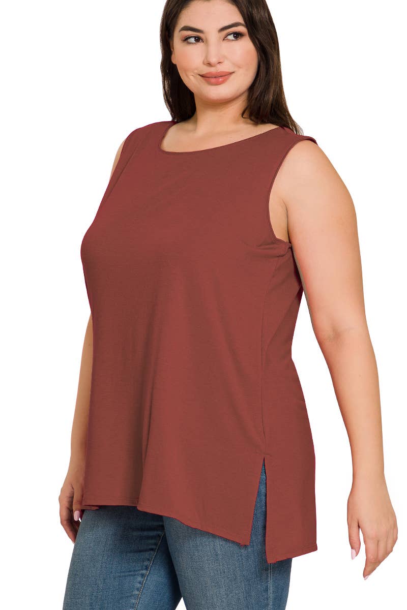 Plus Sleeveless Round Top