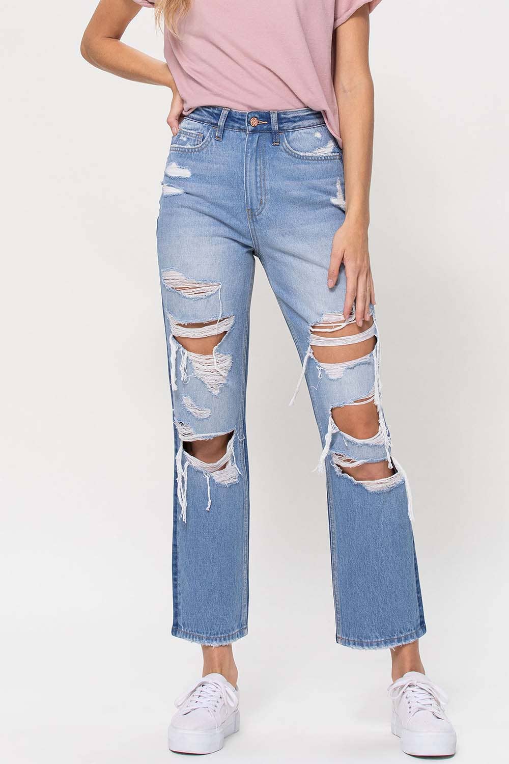 90'S VINTAGE SUPER HIGH RISE STRAIGHT JEANS T5423