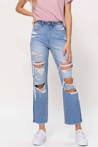 90'S VINTAGE SUPER HIGH RISE STRAIGHT JEANS T5423