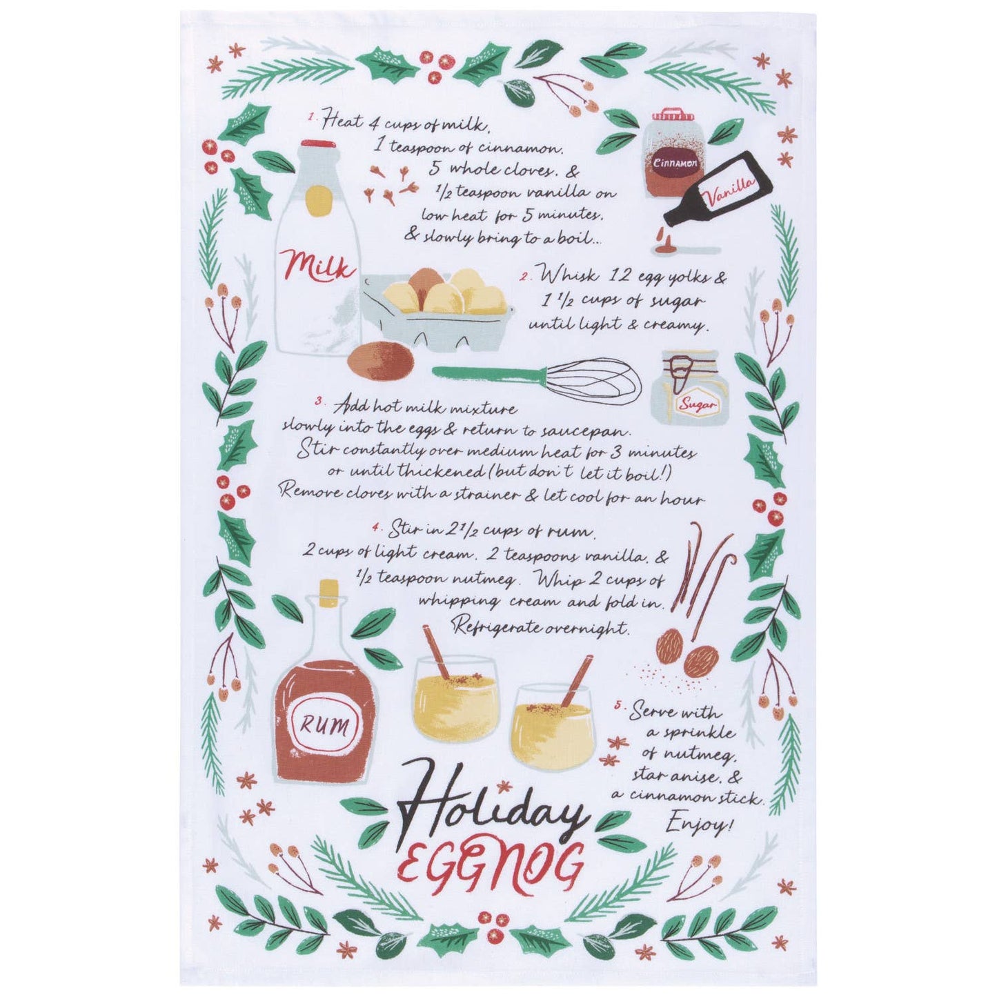 Now Designs Holiday Eggnog Recipe Dishtowel Set of 2