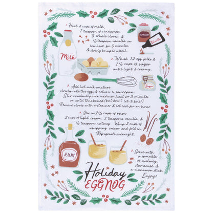 Now Designs Holiday Eggnog Recipe Dishtowel Set of 2