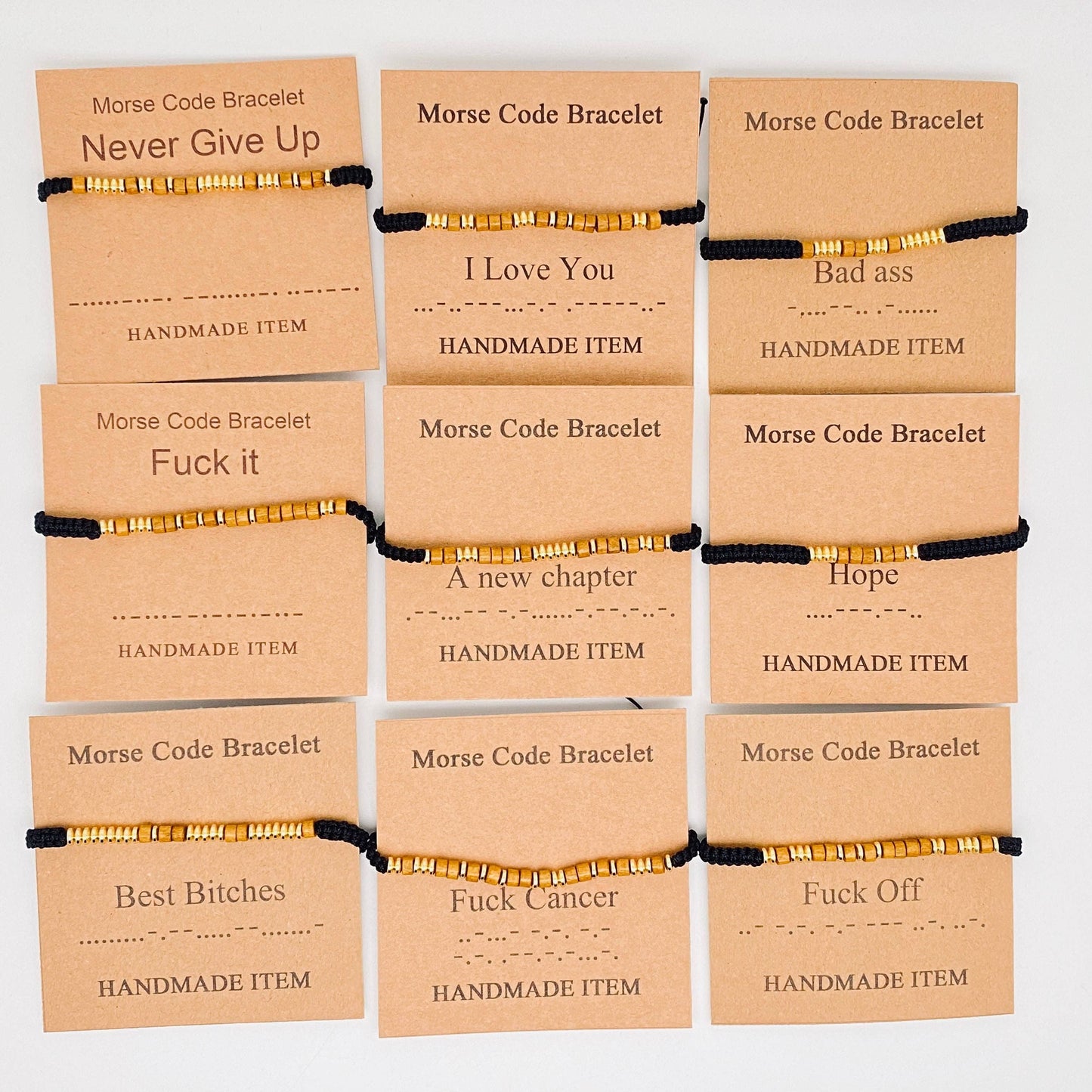 Handmade Wooden Beaded Morse Code Bracelets