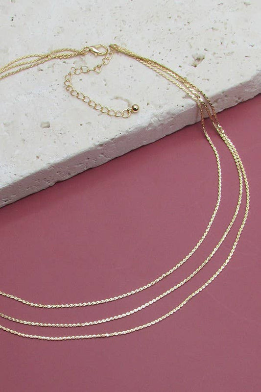 Triple Layer Thin Flat Chain Necklace | 47N19403