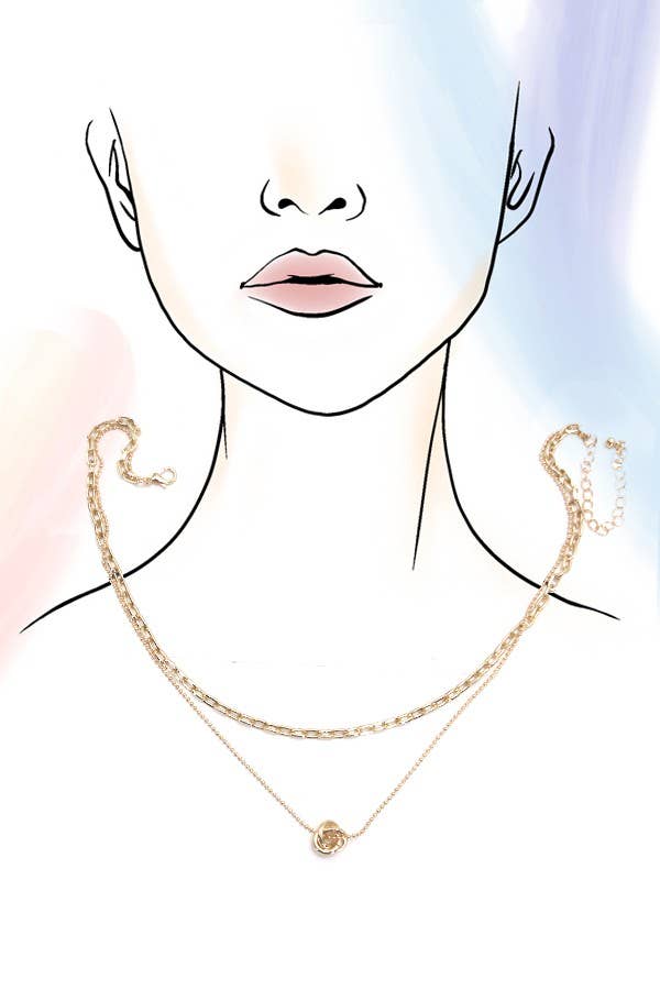 gold bud double layer necklace