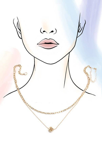 gold bud double layer necklace