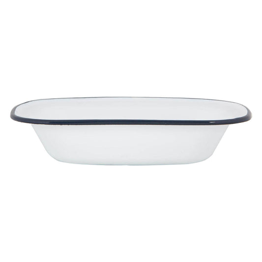 Argon Tableware White Enamel Pie Dish- Navy