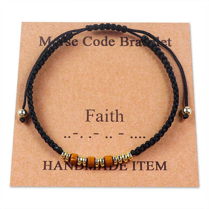 Handmade Wooden Beaded Morse Code Bracelets