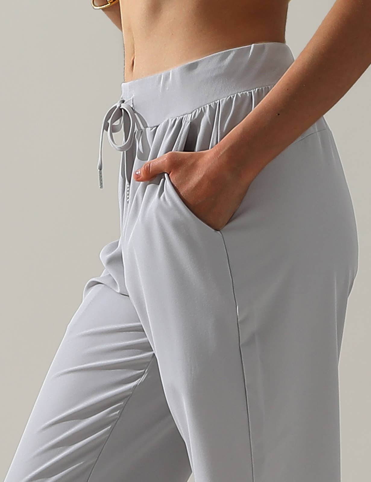 Elastic Band Waist With Side Pocket Pants