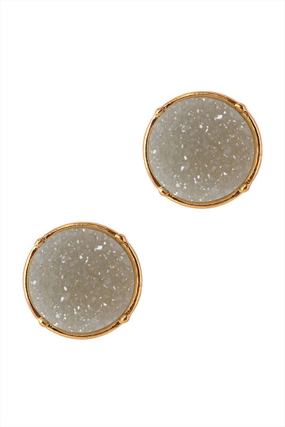 Glittered Druzy Round Post Earrings