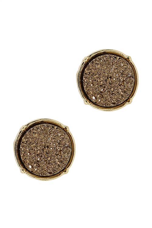 Glittered Druzy Round Post Earrings