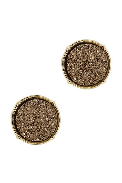 Glittered Druzy Round Post Earrings