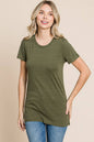 Crew Neck Short Sleeve Fitted Top: S, SOFT WHITE