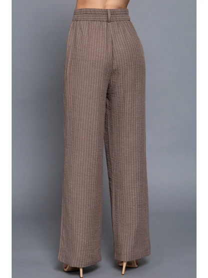 Straight Stripe Linen Effect Vest & Pant Set