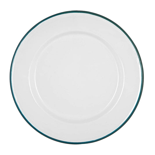 Argon Tableware White Enamel Dinner Plate - Green
