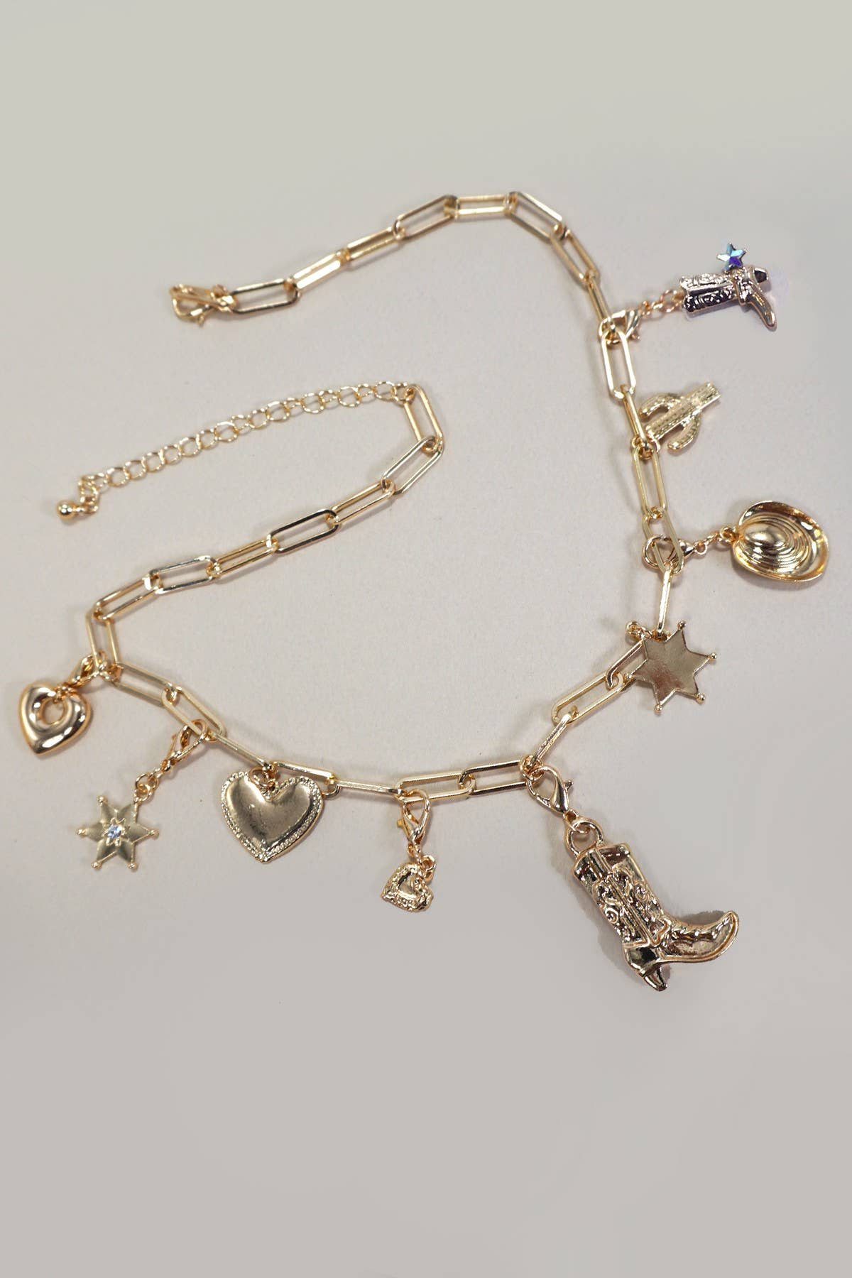 inter chan able western boot charm necklace