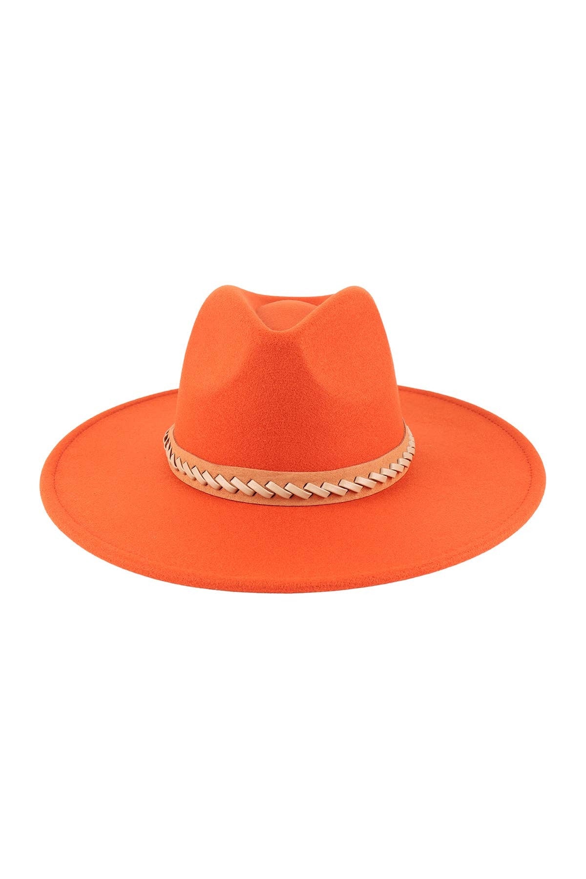 Felt Brim Hat With Leather Braided