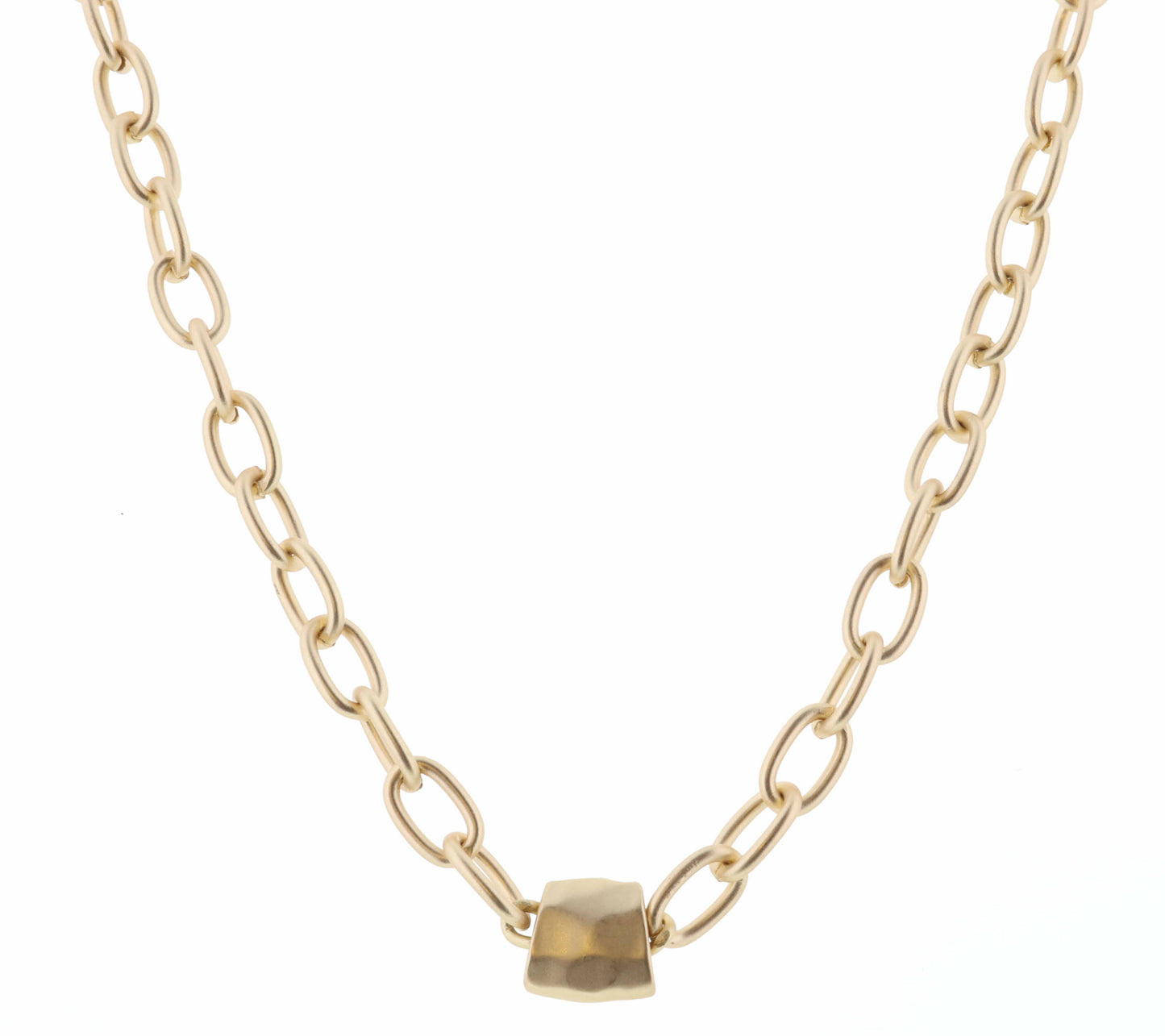 16" Matte Gold Cable Chain with Small Gold Accent Necklace
