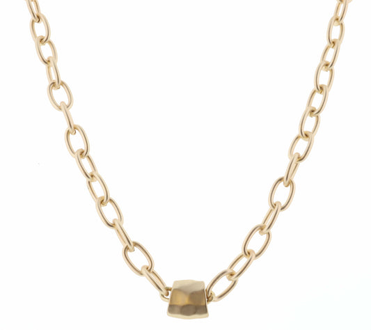 16" Matte Gold Cable Chain with Small Gold Accent Necklace