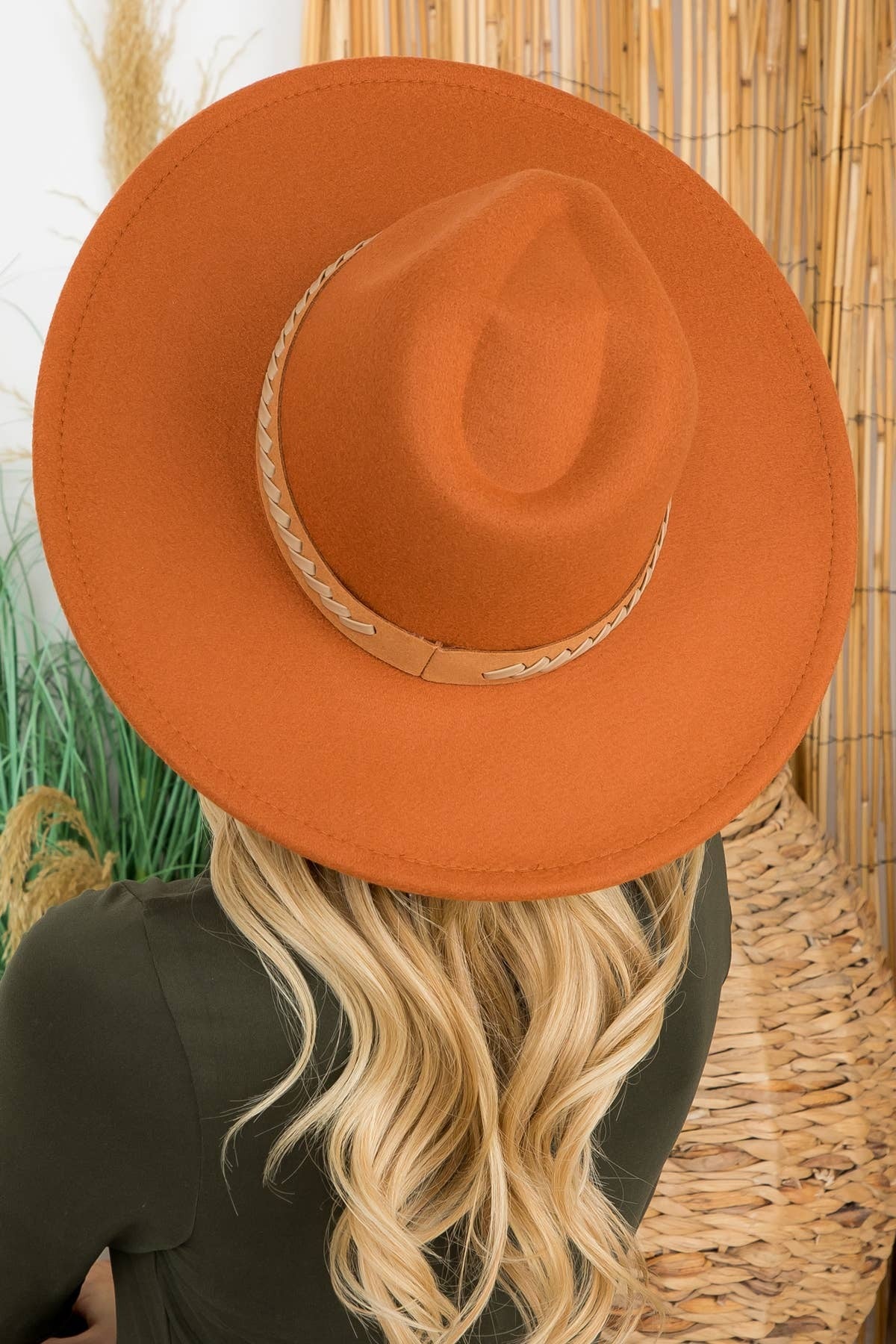 Felt Brim Hat With Leather Braided