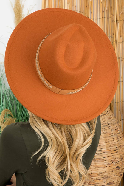 Felt Brim Hat With Leather Braided