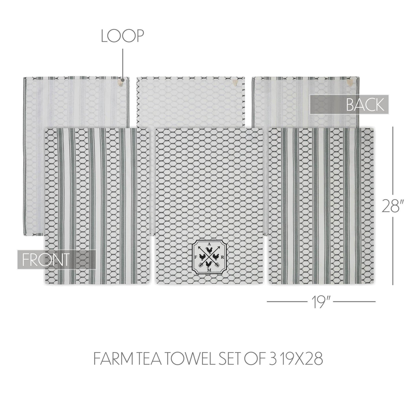 Down Home FARM Tea Towel Set of 3 19x28