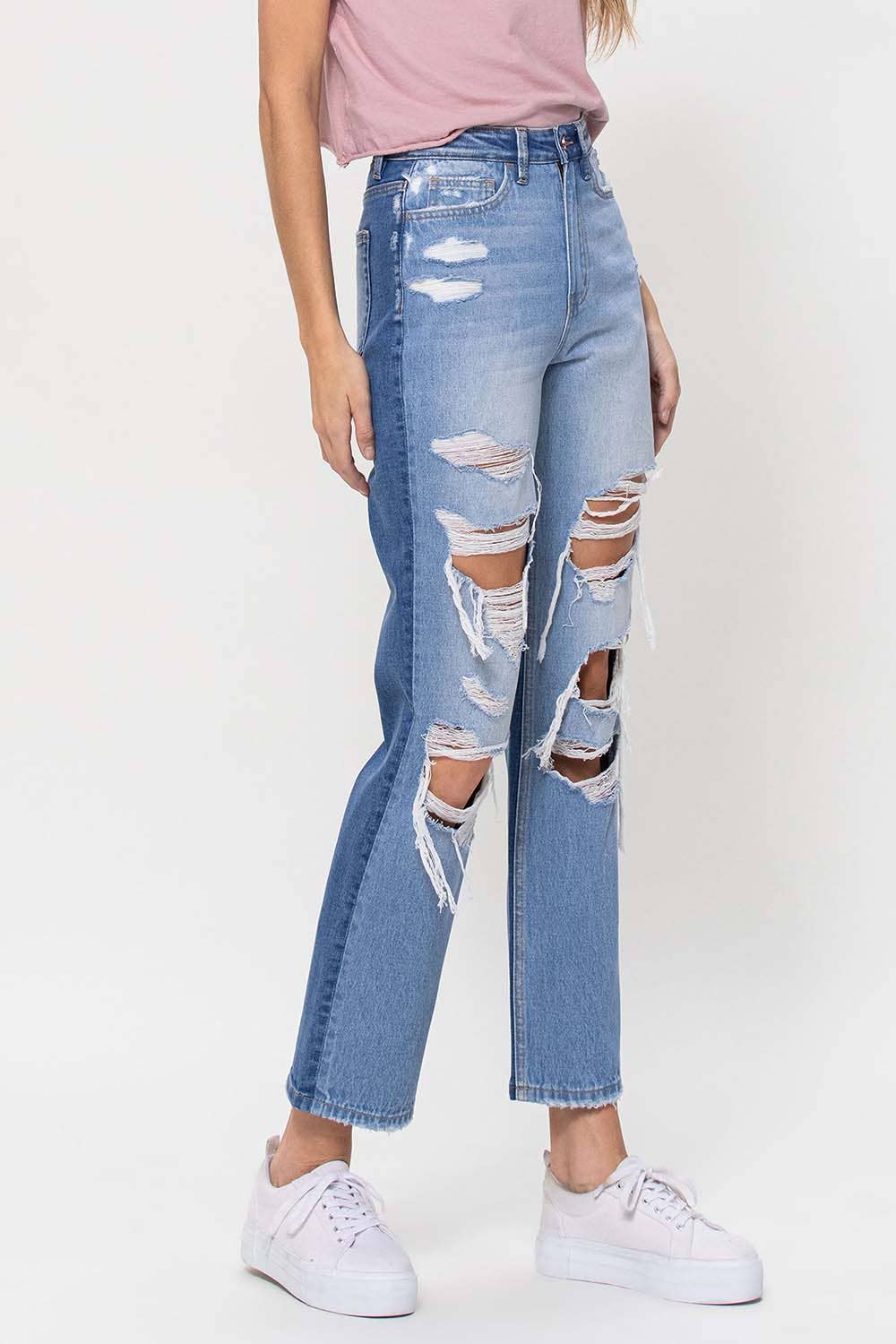 90'S VINTAGE SUPER HIGH RISE STRAIGHT JEANS T5423