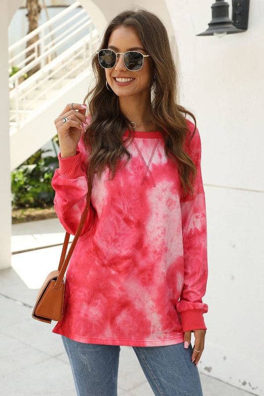 Women's Tie Dye Color Block Sweatshirt