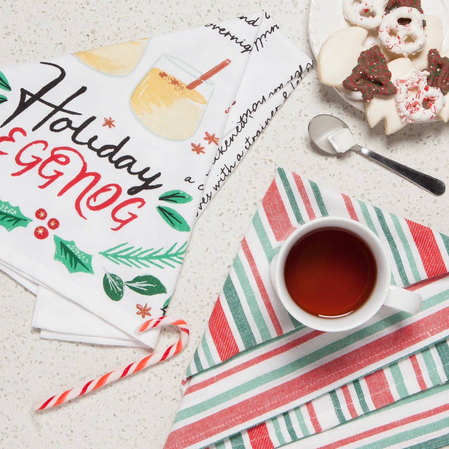 Now Designs Holiday Eggnog Recipe Dishtowel Set of 2