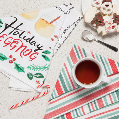 Now Designs Holiday Eggnog Recipe Dishtowel Set of 2
