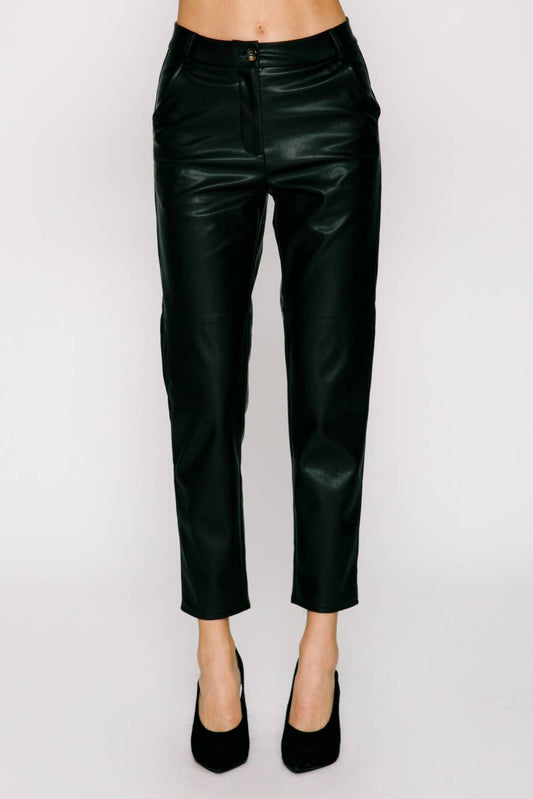 Pu leather tapered pants
