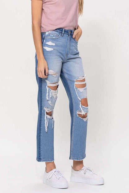 90'S VINTAGE SUPER HIGH RISE STRAIGHT JEANS T5423