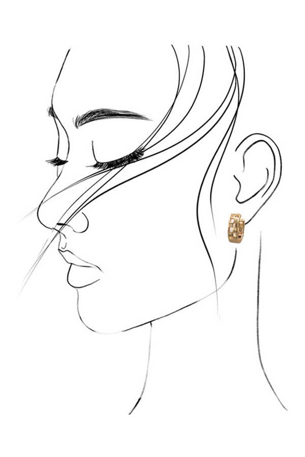 mini cutout checker hoop Huggie earring