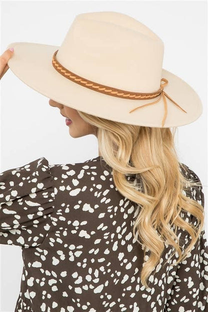 Felt Brim Hat With Leather Braided