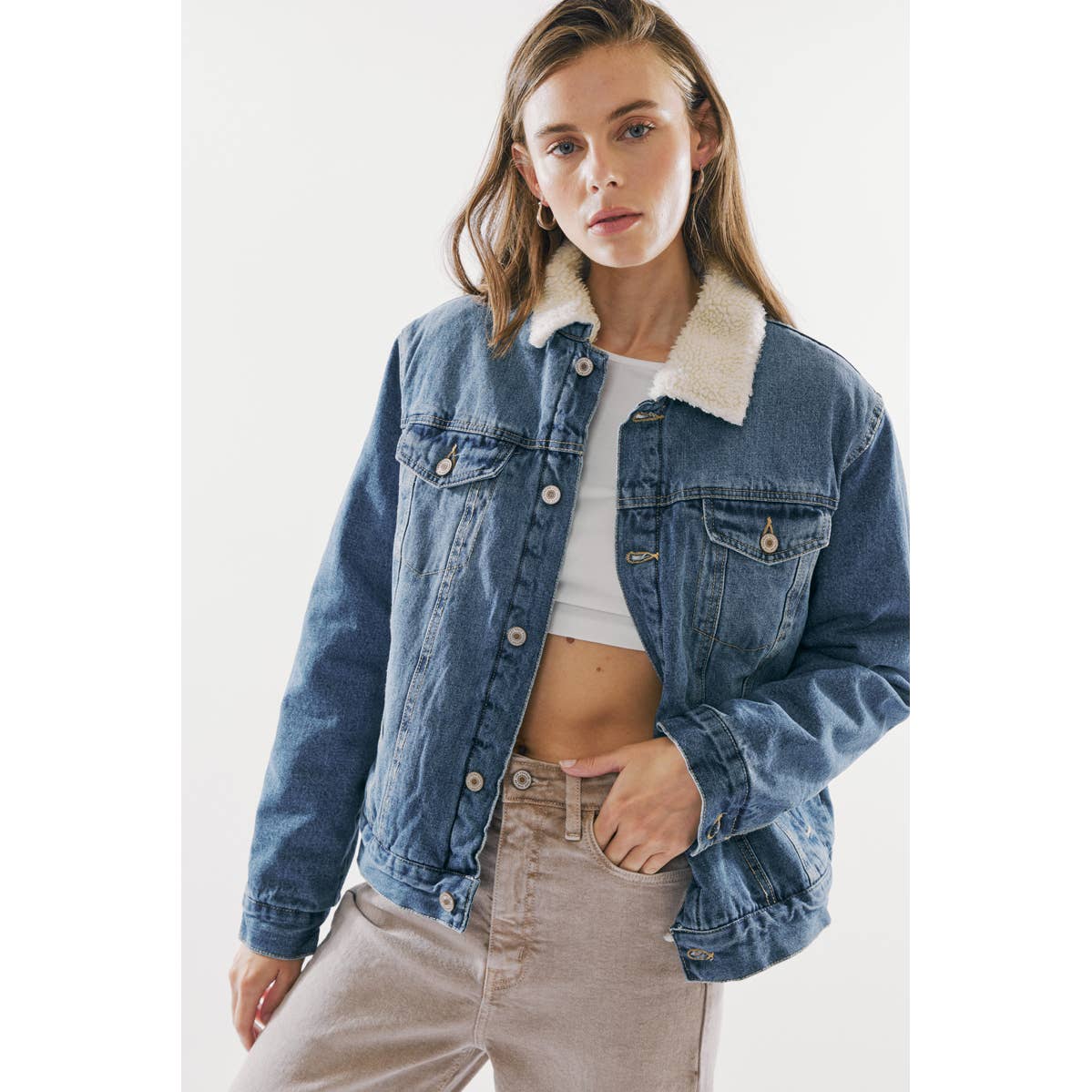 Kancan Trucker Sherpa Jean Jacket