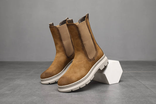 Faux Suede Leather- mid calf boots