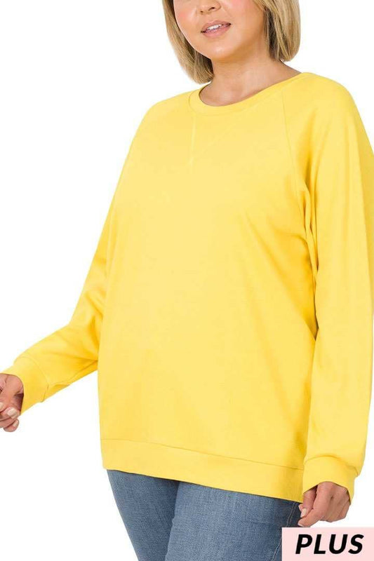 Plus Size Cotton Raglan Sleeve Pullover