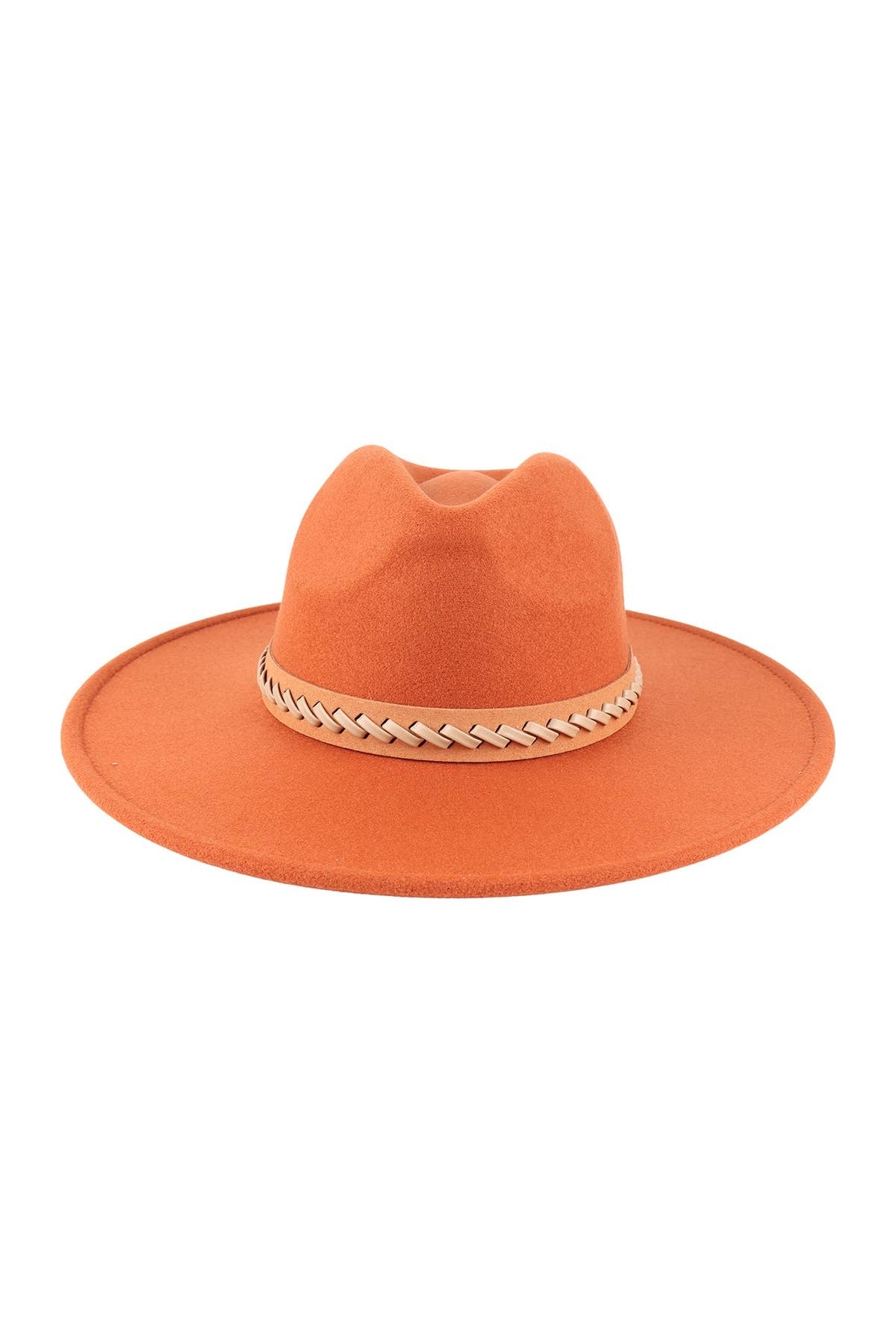 Felt Brim Hat With Leather Braided