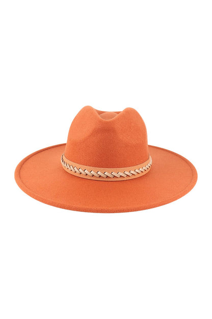Felt Brim Hat With Leather Braided
