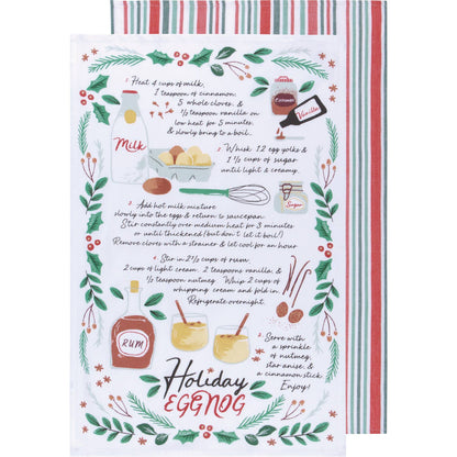 Now Designs Holiday Eggnog Recipe Dishtowel Set of 2