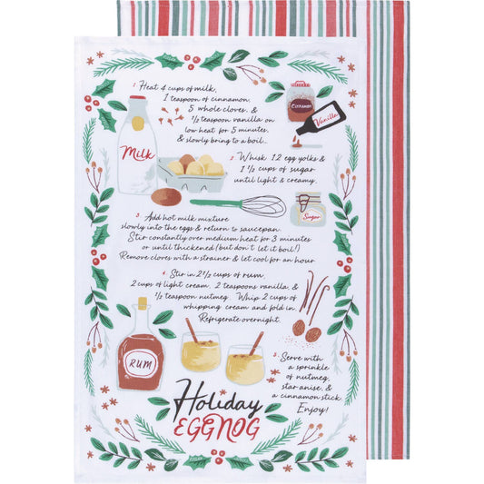 Now Designs Holiday Eggnog Recipe Dishtowel Set of 2