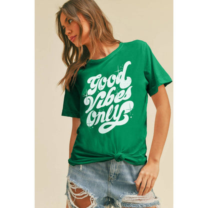 Good Vibes Only Graphic Tee: M, FRENCH NAVY