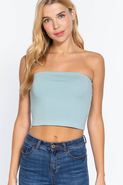 Fitted Crop Tube Cotton Spandex Top