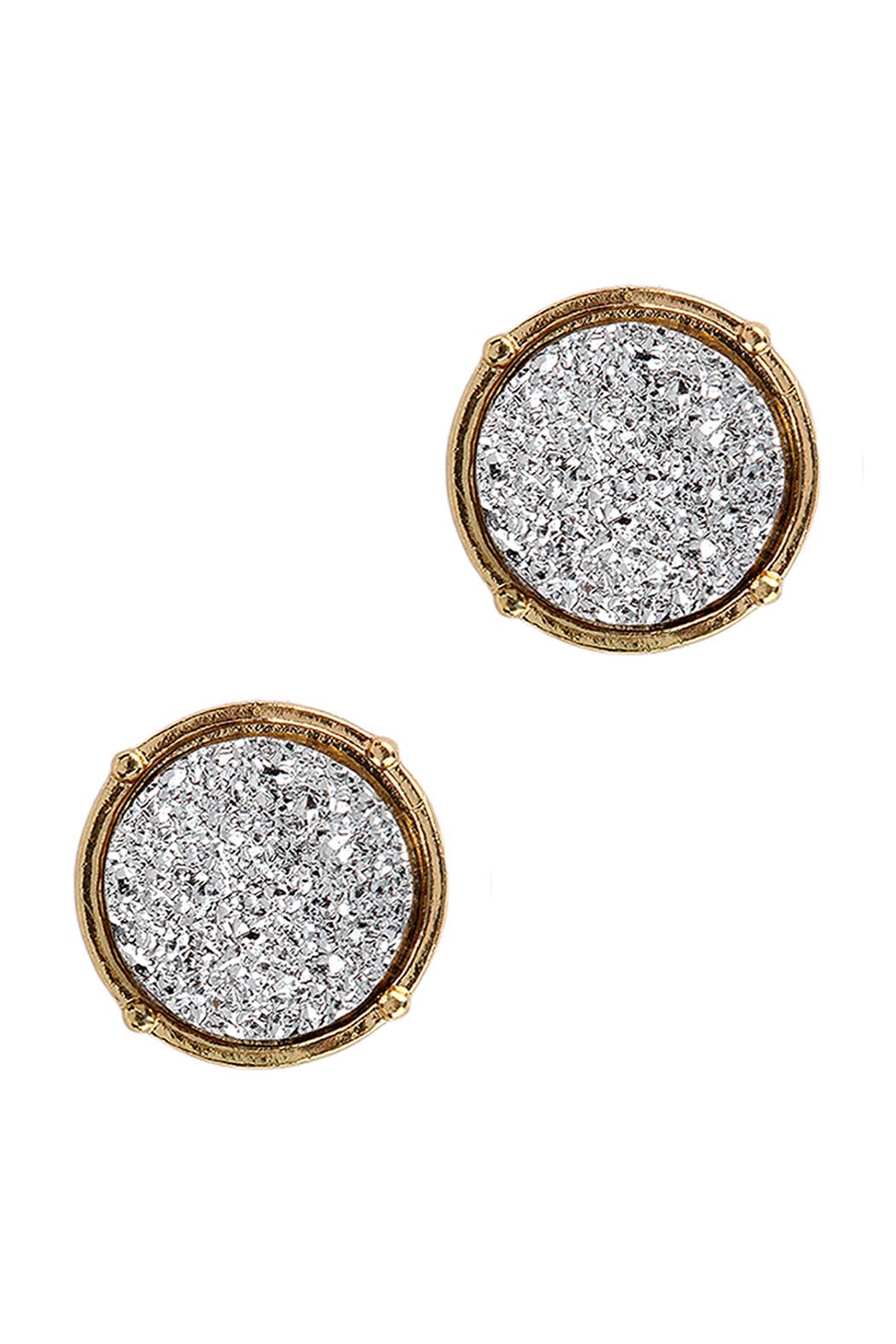 Glittered Druzy Round Post Earrings