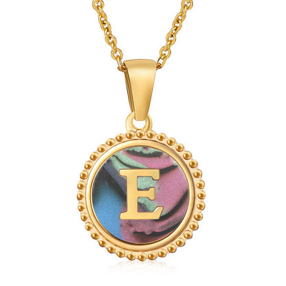 Round Colorful Shell Letter Necklace